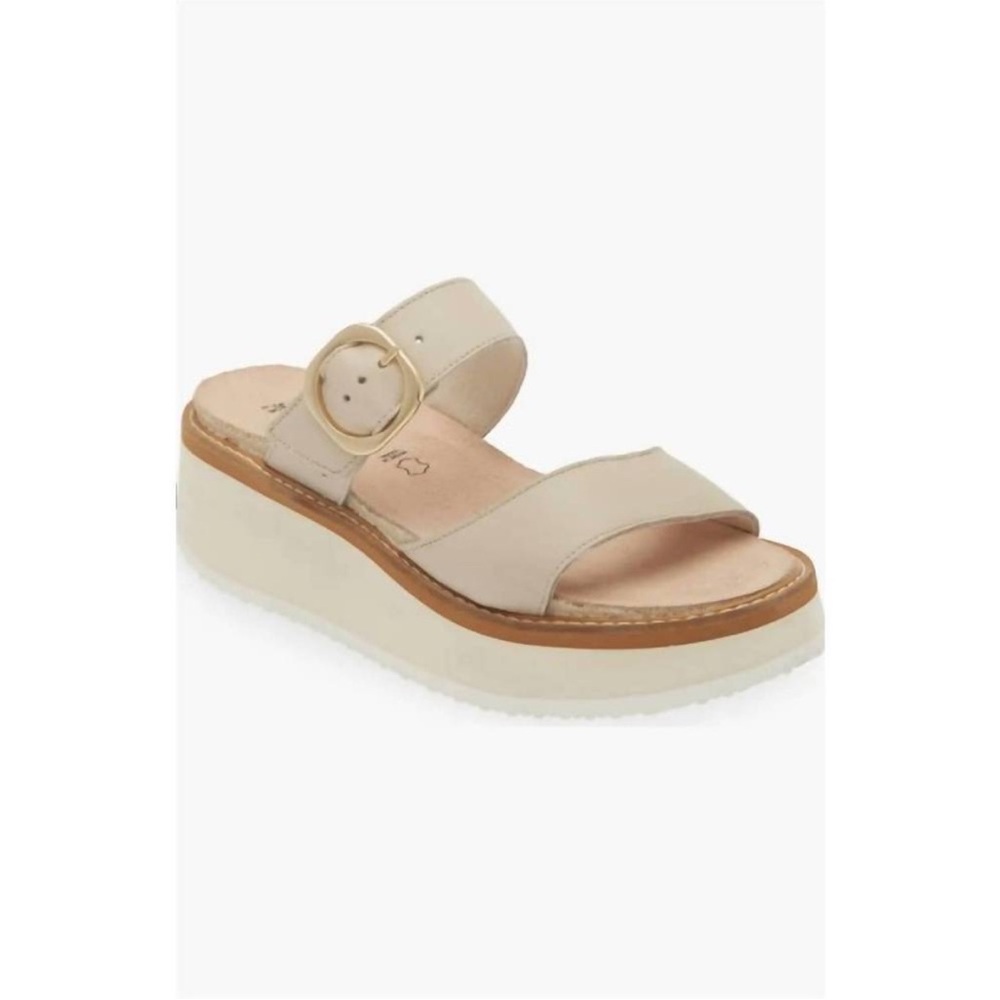 NAOT women's halvah platform wedge sandal in soft ivory leather